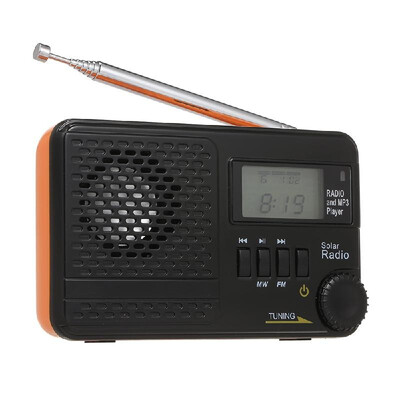 

MWFM Portable Dual Band Digital Radio Receiver Digital Clock Radio MP3 Player Speakers Earphone Output Time Display Telescopic An