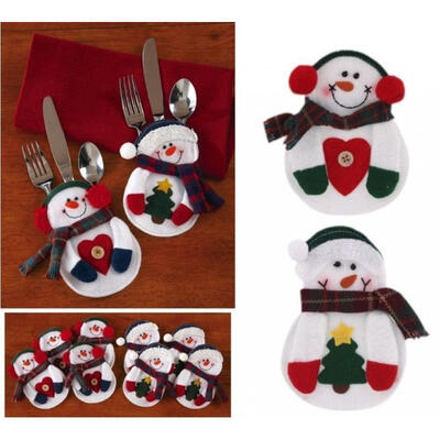 

Snowman Christmas Xmas Silverware Tableware Dinner Party Decor Cutlery Holder