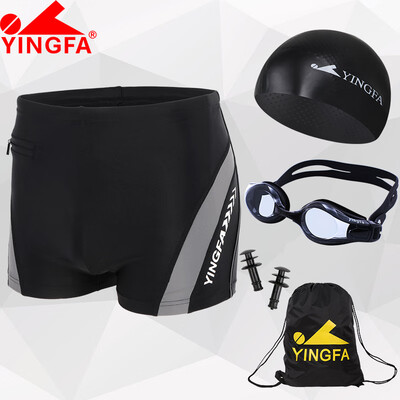 

Yingfa YINGFA swimming suit swimming trunks goggles swimming cap value five sets of fashion comfortable atmosphere swimming suit Y3033-TCD black gray