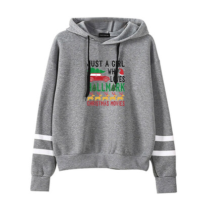 

Women Christmas Hoodie Just A Girl Who Lovers Hallmark Movies Letter Printed