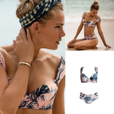 

Summer Hot Sexy floral folk Lady Padded Tube-tops Push Up Suit Bikini Swimsuit