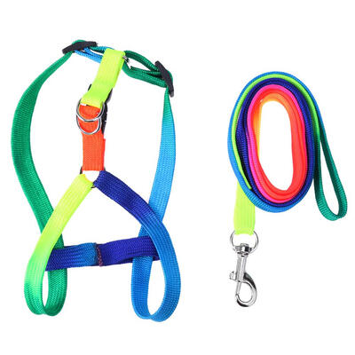 

Colorful Adjustable Nylon Dog Collar Harness Leash Pets Soft Walking Lead