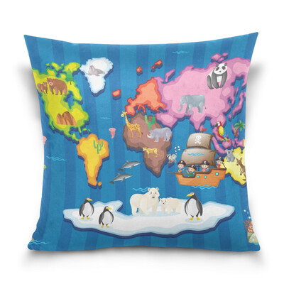 

ALAZA Throw Pillow Cover 16 X 16 inch Christmas Gift Cushion Cover with Map Printed Pillowcase
