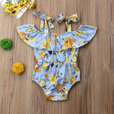 

Cute Newborn Baby Girl Summer Ruffle Solid Romper Bodysuit Jumpsuit Outfit Clothes