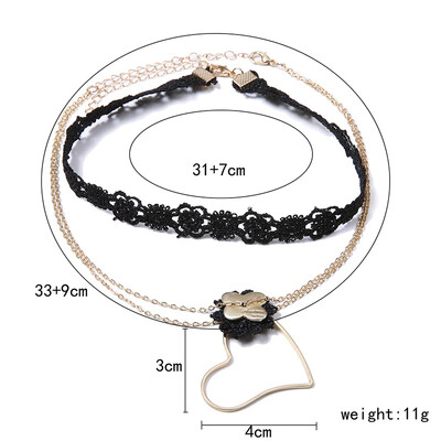 

Lace Choker Necklaces For Women Black Lace Hollow Heart Flower Short Clavicle Collares Necklace Fashion Neck Jewelry