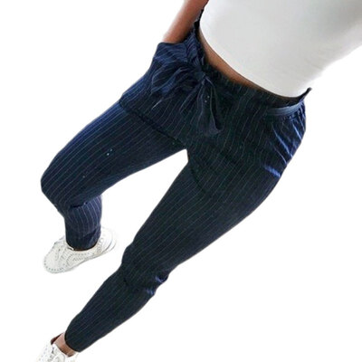 

New Striped OL Chiffon High Waist Harem Pants Women String Summer Style Casual Pants Female Trousers