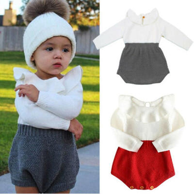 

Newborn Baby Girl Wool Knitting Tops Romper Shorts Warm Outfits Clothes Jumpsuit