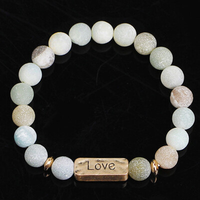 

Vintage Fashion Natural Stone Beaded Bracelets With Letter For Men Women Jewelry Gifts Decor