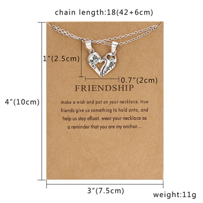 

Friendship Card Couple Necklace for Women&Men 2pcs LOVE YOU Broken Heart Pendant Paired Necklace Valentines Day Gift