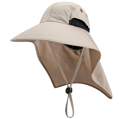 

Fishing Cap Wide Brim Unisex Sun Hat with Neck Flap Adjustable Drawstring for Travel Camping Hiking Boating