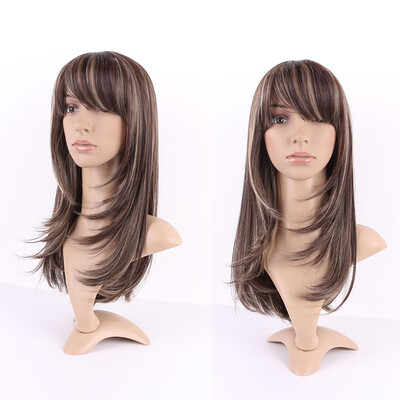 

Long Curly Synthetic Wig with Bangs Short Hair Wigs Heat Resistant Full Wig Full Head for Women