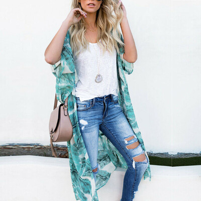 

Womens Long Sleeve Loose Cardigan Floral Kimono Blouse Tops Coat Jacket Outwear