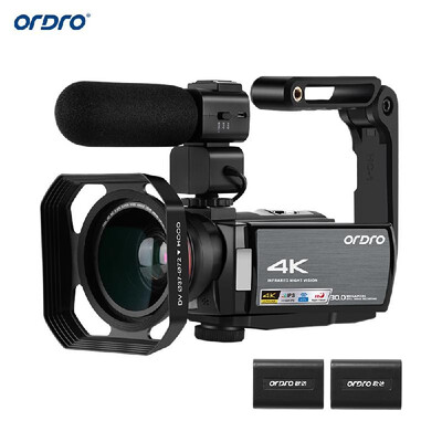 

ORDRO HDV-AE8 4K WiFi Digital Video Camera Camcorder DV Recorder 30MP 16X Digital Zoom IR Night Vision 3 Inch IPS LCD Touchscreen