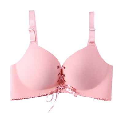

34 Cup Women Sexy Lingerie Smooth Straps No Trace No Steel Ring Solid Color Gathered Bra