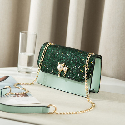 

Summer ins single shoulder teenage girls on the trend Korean version of Baitao students chain inclined Bag Fashion