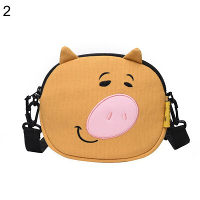 

Kawaii Cartoon Pig Womens Canvas Crossbody Shoulder Bag Small Zipper Pouch