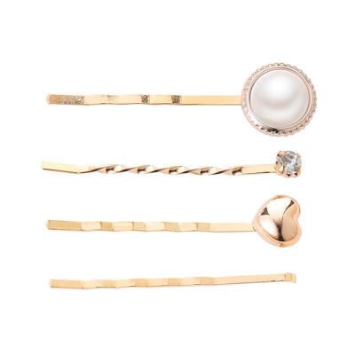 

4pcs Pearl Hair Clip Set Bobby Pin Barrette Hairpin Headdress for Women