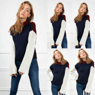 

Fashion Womens Casual Winter Turtle Neck Long Sleeved Knitted Sweater Tops -XL