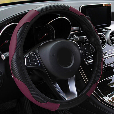 

Universal Carbon Fiber Style Steering Wheel Cover Elastic Faux Leather 37-38cm