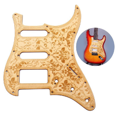 

SSH Wooden Guitar Pickguard Maple Wood with Decorative Flower Pattern for ST Electric Guitars