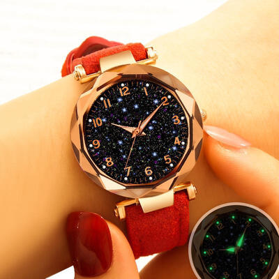 

Fashion Women Bracelet Watch Leather Band Starry Sky Watches Quartz Wristwatch Numeral Star Clock Reloj Mujer