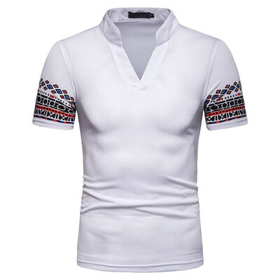 

Fashion Men Slim Fit Shirts Short Sleeve Casual V Neck T-shirt Tees Tops