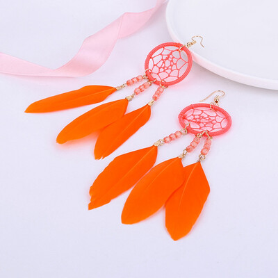 

Chic Women Dream catcher Feather Bohemian Gypsy Drop Dangle Earrings