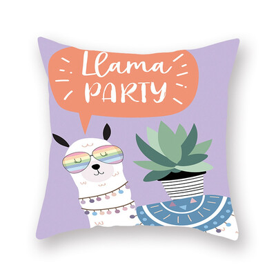 

1pcs Cute Cartoon Alpaca Digital Printing Car Office Peach Skin Pillowcase