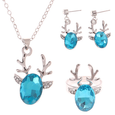 

Fashion Necklace Earrings Ring Wedding Bridal Jewelry Sets For Women Blue African Crystal Beads Wedding Jewelry Set