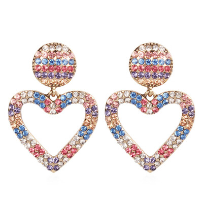 

Women Hollow Heart Rhinestone Inlaid Stud Earrings Statement Party Jewelry Gift