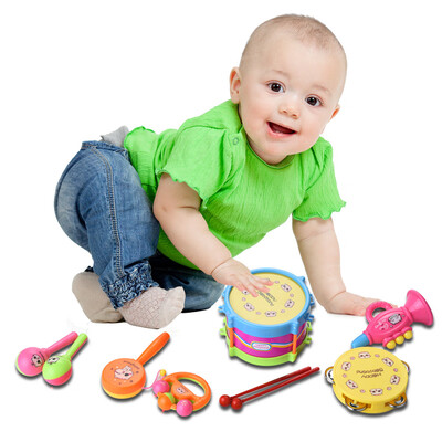 

Siaonvr 7 Pcs Kids Baby Drum Musical Instruments Band Kit Children Toy