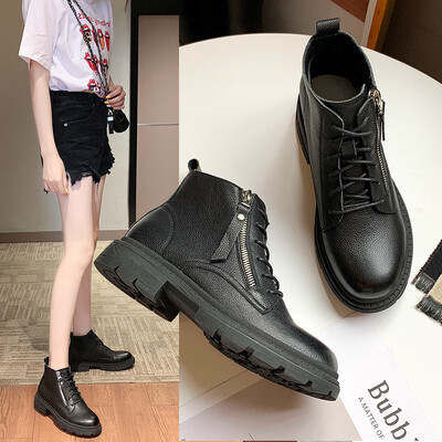 

The first layer of leather Martin boots womens autumn&winter new side zipper leather ankle bo