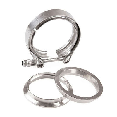 

304 Stainless Steel 35 Inches Turbo Charger Exhaust Down Pipe Clamp Clip 2 Iron Flange Silver