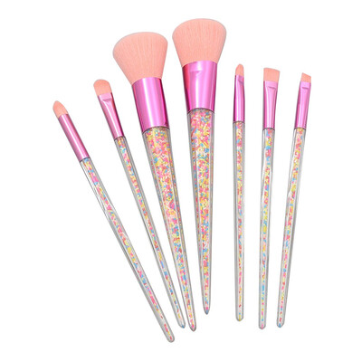 

Toponeto 7 Pcs Colored Plastic Granule Transparent Handle Cosmetic Brush Set