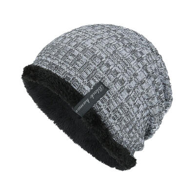 

Fashion Knitted Thicken Warm Winter Hat Men Casual Woolen Yarn Hip Hop Cap