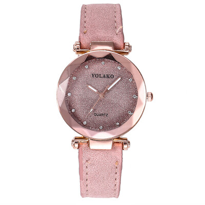 

Fashion Women Romantic Starry Sky Wrist Watches YOLAK0 Brand Leather Rhinestone Watches Clock Relogio Feminino Dropshipping
