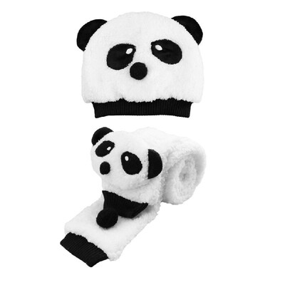 

Winter Toddler Girl Boy Cute Panda Hat Scarf Set Fleece Beanie Warm Cap Unisex Two-Piece Set