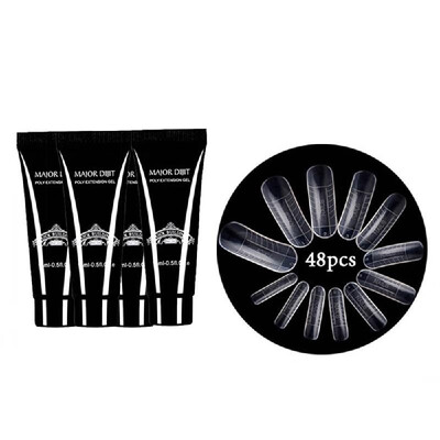 

Poly Gel Nail Extension 48Pcs Quick Building Mold Tips Gel Builder Set Quick Dry Nail Art Tools