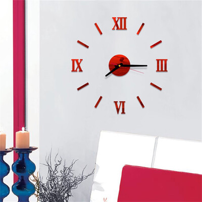 

Siaonvr 3D DIY Roman Numbers Acrylic Mirror Wall Sticker Clock Home Decor Mural Decals