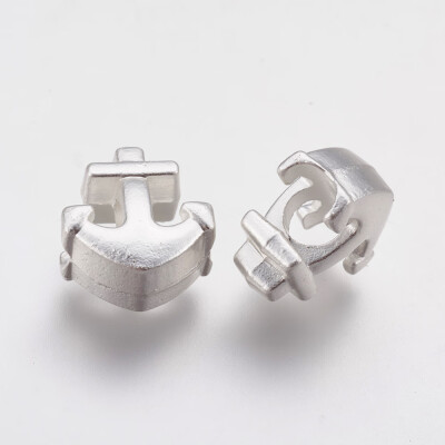 

Alloy European Beads Large Hole Beads Anchor Matte Silver 13x12x7mm Hole 4mm