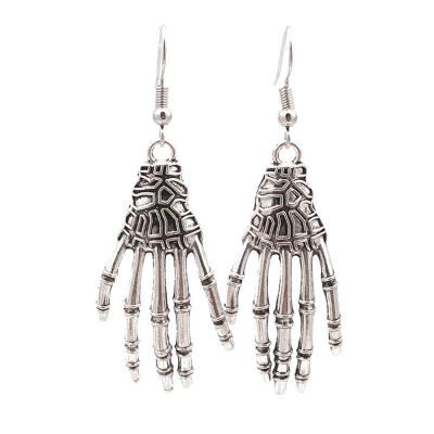 

Women Fashion Concise Personality Halloween Party Skeleton Bone Palm Shape Spider Dangle Earrings