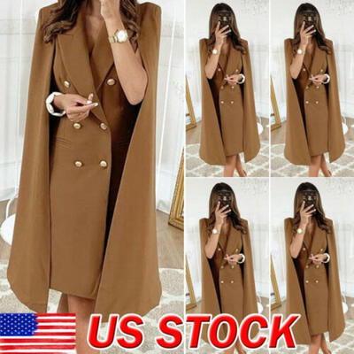 

Outwear Womens Long Trench Poncho Cape Coat Jacket Blazer Suit Shawl Plus Cloak