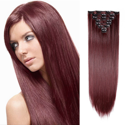 

8 PcsSet Fashion Long Curly Wavy Straight Clip In Hair Extension Sexy Heat Resistant Party Hair Natural Synthetic Hair For Women