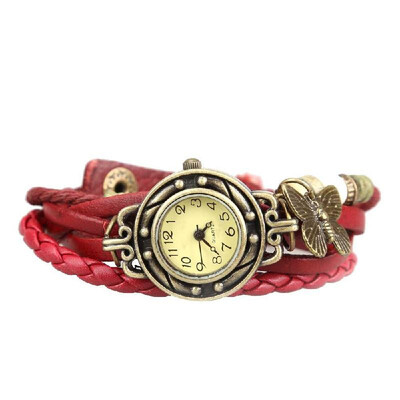 

Vintage Wristwatch Butterfly Pendant PU Leather Watch Women Ladies Dress Quartz Wrist Watches Relojes Mujer Jewelry Bracelet