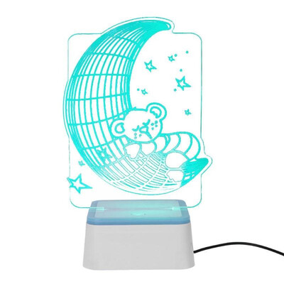 

Baby Room Lamp 3D Bear on Moon Night Light Color Change Sleeping Table Lamp