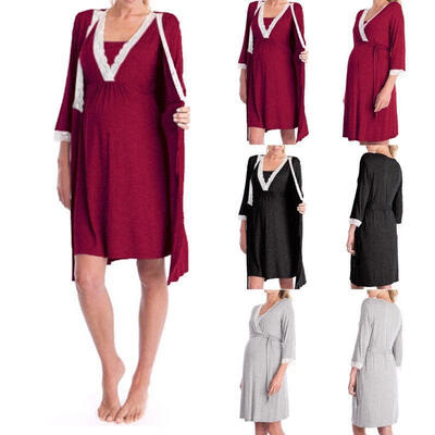 

New Pregnant Maternity Women Long Sleeve Nightdress Sleepwear Pajamas Set