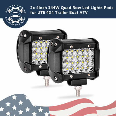

2PCS 4" 144W LED Light Bar Spot Pods Lights Off-Road Tractor 4WD 1224V 4-Row
