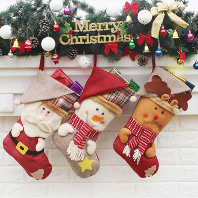 

New Hot Christmas Sock Gift Bag Home Garden Festive Party Supplies Stockings Gift Holders Christmas Tree Ornament Pendant