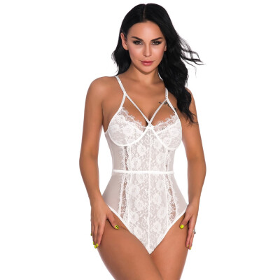 

Toponeto Women Lace V-Neck One Piece Babydoll Teddy Lingerie Jumpsuit Bodysuit Sleepwear