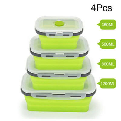 

Silicone Food Portable Lunch Box Bowl Bento Boxes Folding Collapsible Storage